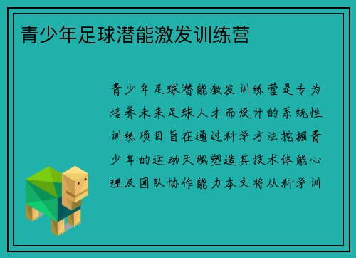 青少年足球潜能激发训练营
