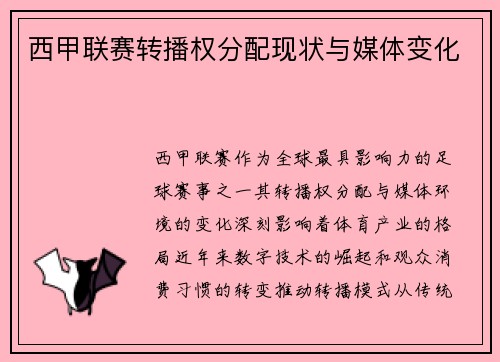 西甲联赛转播权分配现状与媒体变化